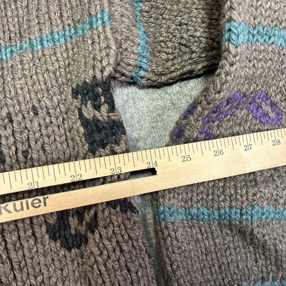 Vintage Bolivian Hand Knit Cardigan Sweater Lamb Wool Art Handmade Men XL Heavy - Picture 6 of 6